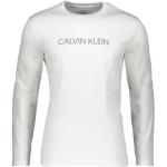 T-shirts de créateur Calvin Klein blancs à manches longues à manches longues à col rond Taille L classiques pour homme en promo 