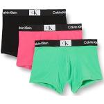 Calvin Klein Boxer Homme Lot De 3 Caleçon Coton Stretch, Multicolore (Island Green, Black, Fuschia Rose), S