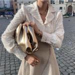 Chemises unies d'automne beiges en polyester Tailles uniques look fashion pour femme 