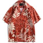 Chemises hawaiennes d'automne rouges à manches courtes Taille 3 XL plus size look casual pour homme 