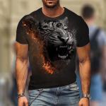 T-shirts à imprimés en polyester à motif lions lavable à la main à manches courtes Taille 3 XL look fashion pour homme 