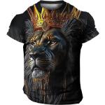 T-shirts Hip-Hop à imprimé animal en polyester à motif lions lavable à la main à manches courtes Taille XS look Hip Hop pour homme 