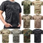 T-shirts fashion gris camouflage en fil filet à manches courtes Taille 3 XL look militaire pour homme 