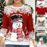 Pullovers pour fêtes de Noël en fibre synthétique à manches longues à col rond Taille 3 XL plus size look fashion pour femme 
