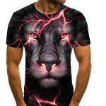 T-shirts à imprimés rouges en fibre synthétique à motif lions à manches courtes à col rond Taille XS plus size look fashion pour homme 