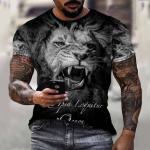 Débardeurs noirs à motif lions à manches courtes à col rond Taille XS look fashion pour homme 