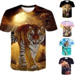 T-shirts à col rond orange en fibre synthétique à motif tigres enfant en lot de 1 look casual 