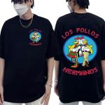 Série TV Breaking Bad Los Pollos Hermanos t-shirt imprimé Double face drôle frères de poulet T-shirt homme Streetwear