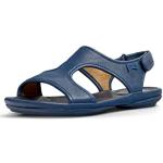 Sandales plates bleues en cuir pour pieds étroits Pointure 40 look fashion pour femme en promo 