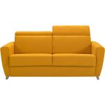 Canapé convertible avec têtières ajustables 3 places en tissu jaune avec matelas 12 cm GOYA