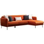 Canapés d'angle en tissu orange en velours 3 places 