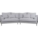 Canapé d'angle design 5 places en tissu gris chiné et métal noir PUCHKINE -