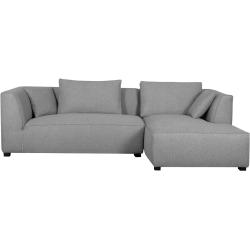Canapé d'angle droit moderne modulable tissu gris clair PLURIEL