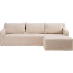 Canapé d'angle droit tissu beige - LINOU - L 249 x l 160 x H 73