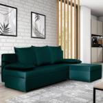 Canapé d'angle en tissu vert avec lit GIOCO