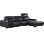Canapé d'angle en cuir et PVC - Leicester - Noir - Angle droit