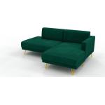 Canapé d'angle Velours - Vert de forêt, design épuré, canapé en L ou angle, élégant avec méridienne ou coin - 212 x 81 x 162 cm, modulable