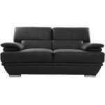 Canapé design avec têtières ajustables 2 places cuir noir et acier chromé EWING