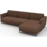 Canapé en cuir - Cognac Cuir Nubuck, lounge, esprit club ou cosy avec toucher chaleureux, 264x 75 x 162 cm, modulable