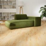 Canapé Velours - Vert Olive, forme arrondie, canapé bas et profond pour salon, en tissu sans pieds - 182 x 72 x 107 cm, modulable