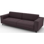 Canapé Velours - Violet, modèle épuré, canapé pour salon, en tissu avec pieds personnalisables - 248 x 75 x 98 cm, modulable