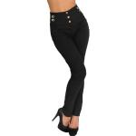 Pantalons taille haute noirs à strass stretch Taille XL look sexy pour femme 