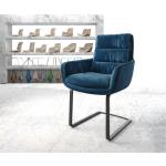 Chaises design DELIFE bleues en velours avec accoudoirs 
