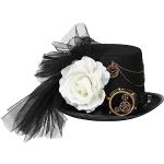 Chapeaux haut de forme de mariage noirs à fleurs Taille M steampunk 
