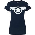 T-shirts bleus en coton à manches longues Captain America à manches longues Taille XXL look fashion pour femme 