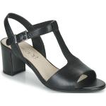 Sandales à talons Caprice noires en cuir Pointure 38 avec un talon entre 5 et 7cm pour femme en promo 