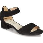 Sandales Caprice noires en cuir en cuir éco-responsable Pointure 38,5 avec un talon entre 3 et 5cm look fashion pour femme en solde 