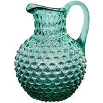 CHEHOMA - Carafe en verre avec décoration diamantée et poignée large - Fabrication verte et robuste - Pichet à eau ou vase de table de 2 litres - Hauteur : 23 cm - Vert