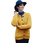 Cardigans jaunes en laine à col rond Taille M classiques pour femme 