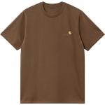 Carhartt - T-shirt en coton organique - S/S American Script T-Shirt Lumber - Taille M - Marron