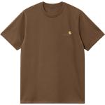 Carhartt - T-shirt en coton organique - S/S American Script T-Shirt Lumber - Taille S - Marron
