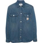 Chemises en jean Carhartt Work In Progress bleues en denim à manches longues classiques pour homme 