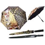CARMANI - Parapluie en bâton de parapluie à ouverture manuelle avec longue poignée droite imprimée avec Gustav Klimt, le baiser et l'arbre de vie