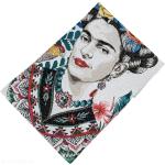 Carré de tissu jacquard polycoton motif Frida Kahlo ARTISTA Blanc White
