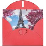 Cartes de voeux rouges en papier Tour Eiffel 
