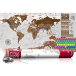 Carte du monde à gratter gris avec tube de transport motif rouge love 100x50 cm CAG110024