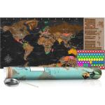 Carte du monde à gratter marron avec tube de transport motif humour 100x50 cm CAG110007