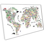 Tableaux marron en bois imprimé carte du monde 