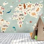 Papiers peints imprimé carte du monde pour enfant 