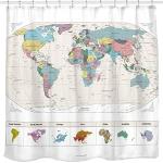 Rideaux de douche en polyester imprimé carte du monde 180x180 