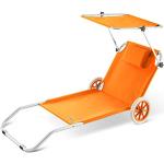 Chaises longues en aluminium orange en aluminium pliables 