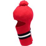 Bonnets rouges à rayures à pompons à mailles éco-responsable Tailles uniques pour femme 