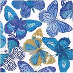 Serviettes en papier Caspari bleues à motif papillons en lot de 20 