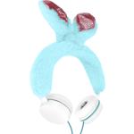 Casques audio bleus en fourrure à motif lapins look fashion 
