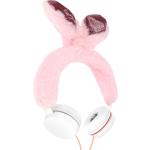 Casques audio roses en fourrure à motif lapins look fashion 
