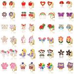 Boucles d'oreilles à clip en caoutchouc à motif papillons en lot de 24 look fashion pour femme 